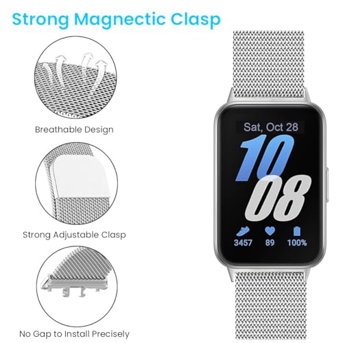 ZORBES Watch Strap for Samsung Galaxy Fit3 Men Women Deluxe Silver Magnetic Watch Strap Adjustable Magnetic Watch Strap for Samsung Galaxy Fit3, for 5.5 ZORBES Watch Strap for Samsung Galaxy Fit3 Men Women Deluxe Silver Magnetic Watch Strap Adjustable Magnetic Watch Strap for Samsung Galaxy Fit3, for 5.5